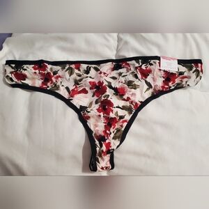 NWT Cacique Red and Black Floral Thong